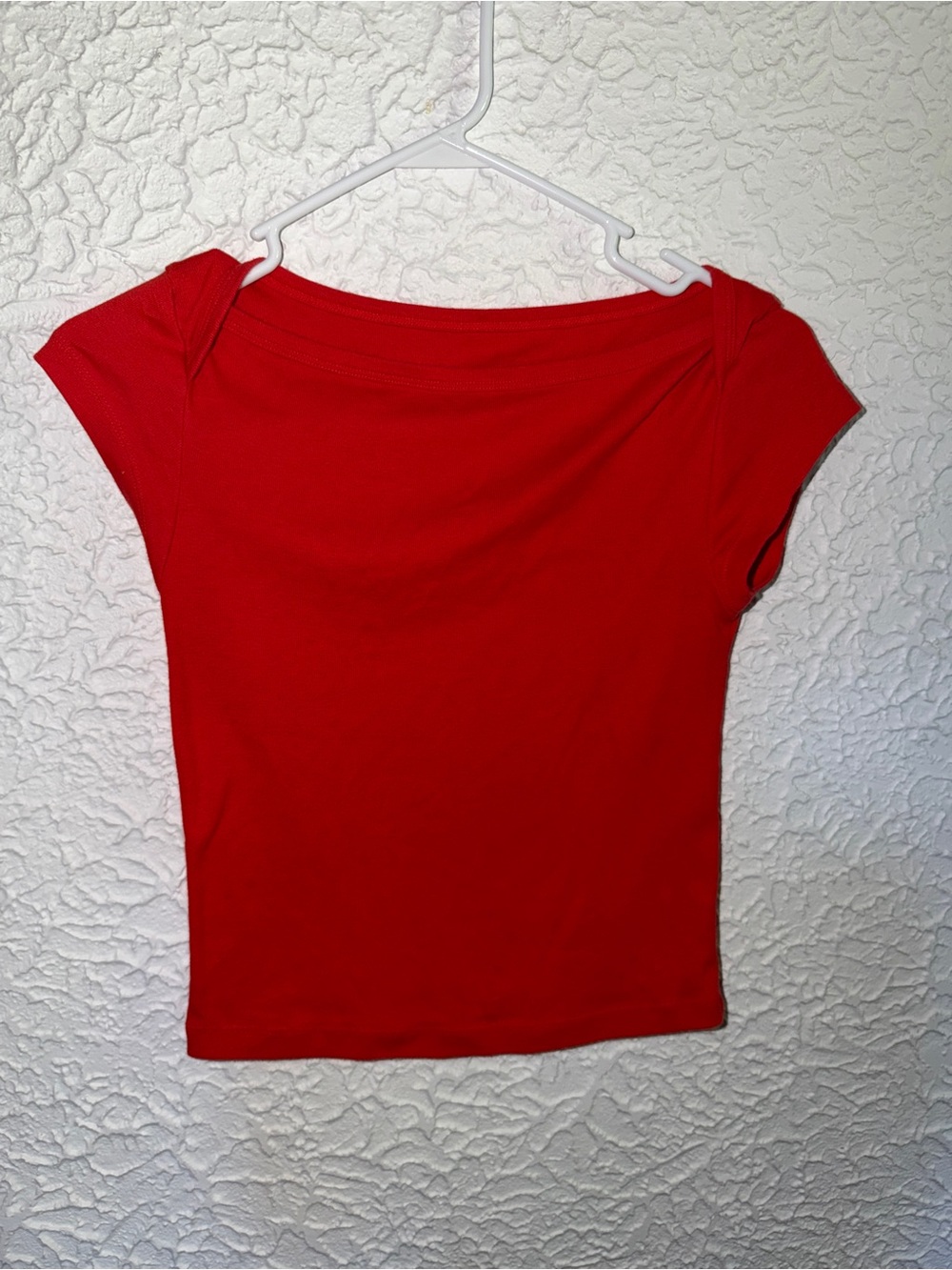BDG Urban Outfitters Red Boatneck Off-Shoulder Cap Sleeve Top Size M
